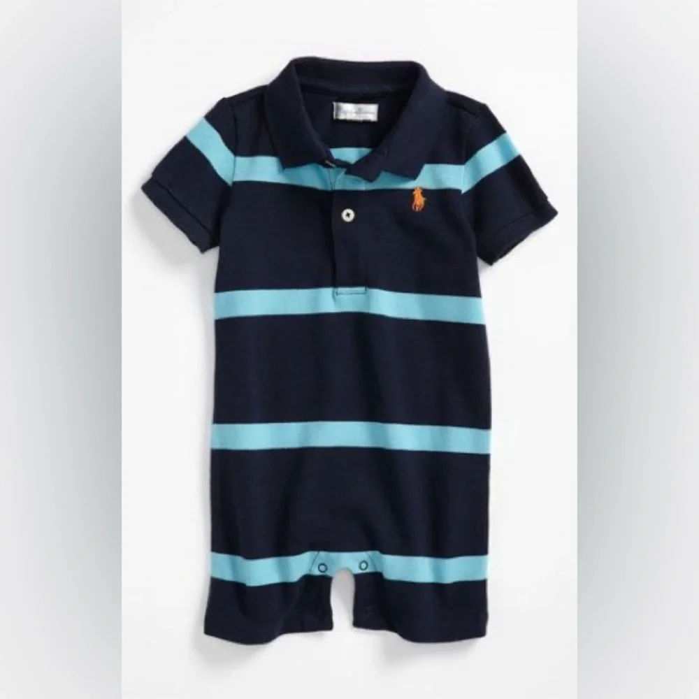 Ralph Lauren navy blue striped one piece romper 3 months